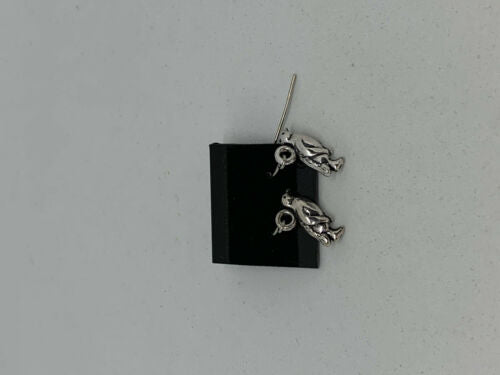 Silvertone Penguin Charm Dangle Earrings with Sterling Silver Hooks