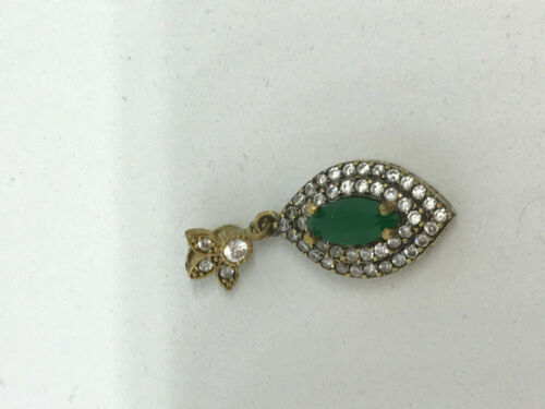 Natural Emerald and White Topaz Gemstone Sterling Silver Pendant