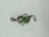 natural abalone shell and silvertone seahorse pendant