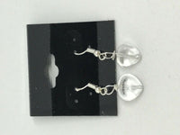 Natural White Quartz Gemstone Heart Dangle Sterling Silver Earrings