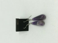 natural gemstone teardrop silvertone dangle earrings