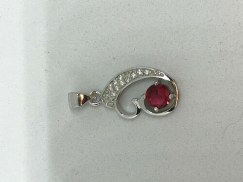 natural ruby and white topaz gemstone dainty sterling silver pendant