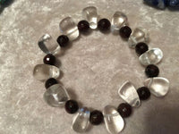 natural garnet and clear quartz gemstone beaded stretch bracelet