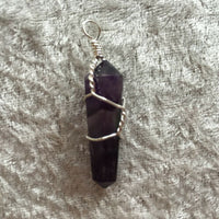 Natural Gemstone Wire Wrapped Single Terminated Point Pendants