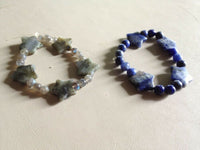 natural sodalite gemstone round and star beaded stretch bracelet