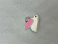 resin 3d pink and white rabbit pendant