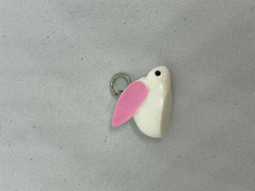 resin 3d pink and white rabbit pendant