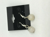 natural snow quartz gemstone cubes sterling silver dangle earrings