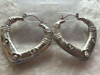 silvertone open heart hoop earrings