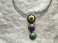 gunmetal adjustable neckwire with 3 flowers enamel pendant