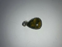 natural ocean jasper gemstone teardrop silver plated pendant