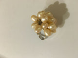 natural pearl cluster adjustable ring peach white or multicolor