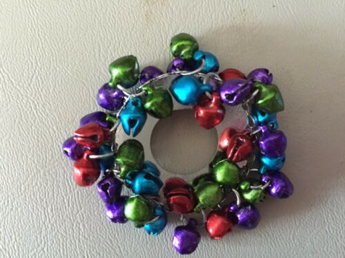 Multicolor Jingle Bell Christmas Wreath Pin Brooch, Stocking Stuffer