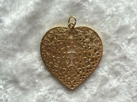 Lovely Gold Tone Filligree Heart Pendant