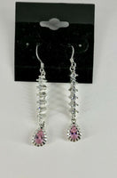 natural pink sapphire gemstone teardrop sterling silver dangle earrings