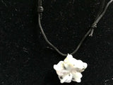 Natural Carnelian or Sesame Jasper Gemstone Carved Flower Pendant Necklace