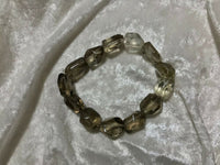 natural smoky quartz gemstone faceted tumbled stretch bracelet