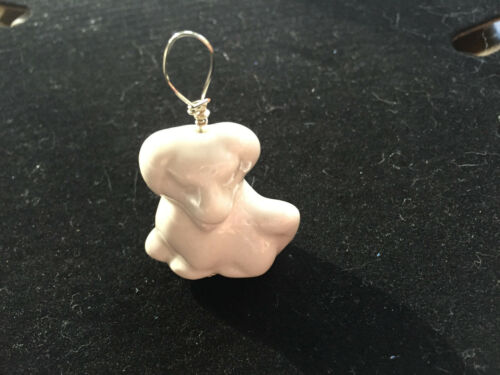 cute white ceramic 3d dog pendant