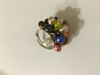 natural pearl cluster adjustable ring peach white or multicolor