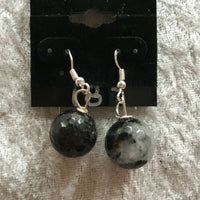 Natural Tourmalinated Quartz Gemstone Faceted Bead Sterling Silver Earrings