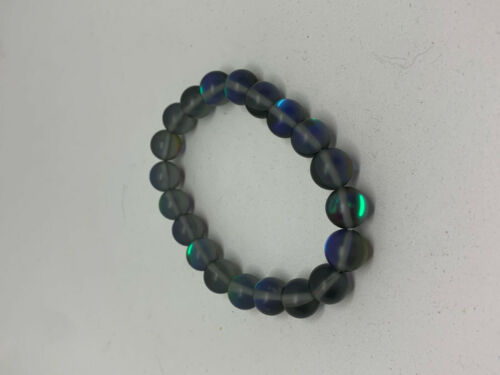 Natural Gray Moonstone Gemstone Rounds Beaded Stretch Bracelet