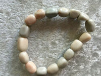 Natural Pink and Gray Agate Gemstone Tumbled Beaded Stretch Bracelet