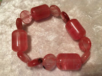 natural apple jasper gemstone disks and tubes chunky beaded stretch bracelet