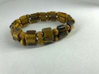 natural tiger eye gemstone dome and round beaded bracelet