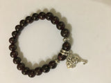 natural gemstone beaded stretch bracelet with lock and key charm