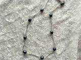 Silver or Peacock Cultured Pearl Beaded Station Necklaces