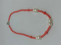 Natural Pink Coral and white Pearl Gemstone Dainty Beaded Necklace