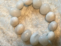 natural white jade gemstone eggs chunky beaded stretch bracelet