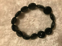 natural black onyx gemstone disks beaded stretch bracelet