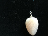 natural pink aventurine gemstone carved twisted leaf pendant