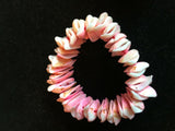 Natural Pink or Peach Shell Beaded Wide Stretch Bracelet