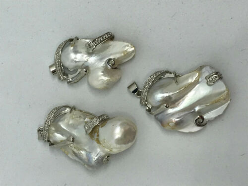 natural blister pearl shell freeform pendant