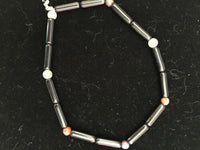 natural obsidian and multi gemstone dainty beaded stretch bracelet