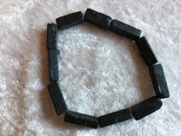 Natural Rough Hyperstheen Gemstone Long Cubes Beaded Stretch Bracelet