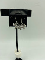 silvertone 3d scottish terrier charm dangle earrings with sterling hooks