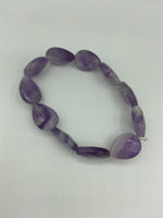 Natural Amethyst Gemstone Faceted Teardrops Beaded Stretch Bracelet