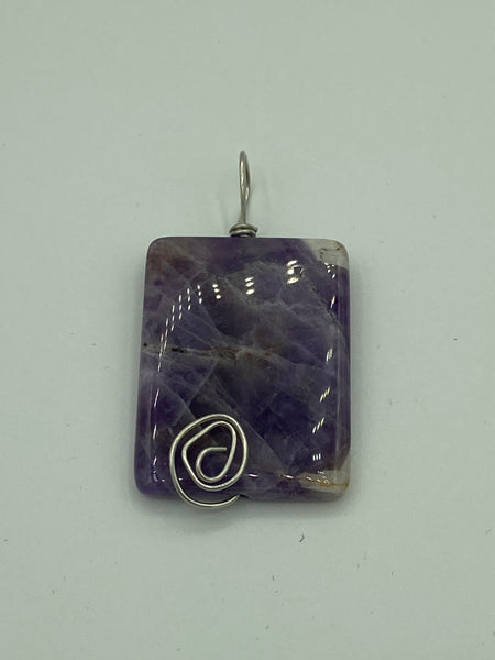 Natural Amethyst Gemstone Carved Rectangle Pendant