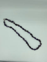 Natural Amethyst Gemstone Tumbled Nuggets Long Beaded Necklace