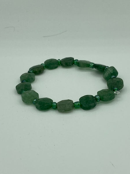Natural Apatite Gemstone Faceted Disks Beaded Stretch Bracelet