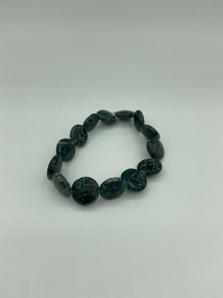 Natural Apatite Gemstone Disks Beaded Stretch Bracelet