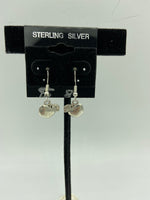 Silvertone Apple Charm Dangle Earrings with Sterling Silver Hooks