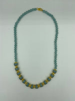 Natural Aquamarine Gemstone Round Beaded Necklace