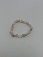 Natural Multicolor Beryl Gemstone Tumbled Beaded Stretch Bracelet