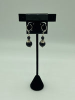 Natural Black Agate Gemstone Beaded Sterling Silver Leverback Earrings