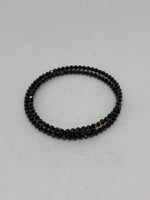 Natural Black Spinel Gemstone Faceted Beaded Memory Wire Bracelet