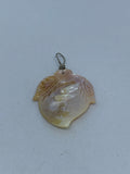 Natural Blister Pearl Shell Carved Leaf Pendant